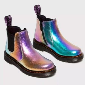 Dr Martens boots iridescent metallic leather unicorn kids shoes toddler girls 7